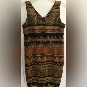 Vintage Giorgio Sant' Angelo Tan black sleeveless dress Size 12